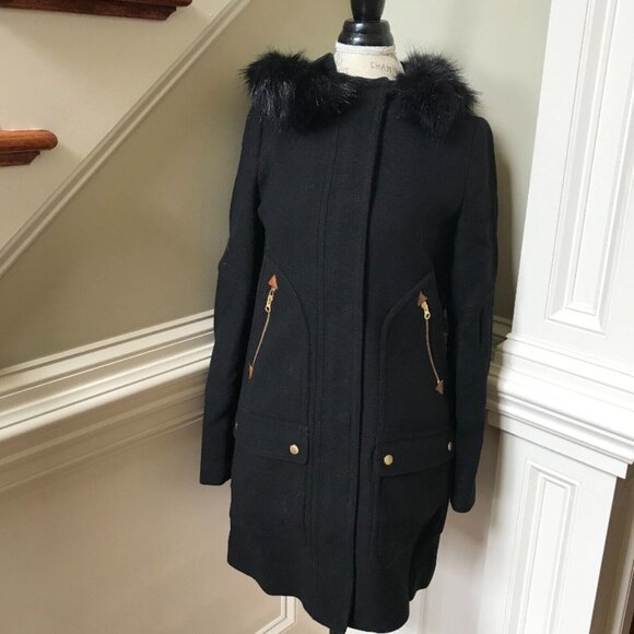 NWT JCrew Chateau Parka Jacket Coat Womens 2 Black Hooded Stadium Cloth NEW - Picture 5 of 12